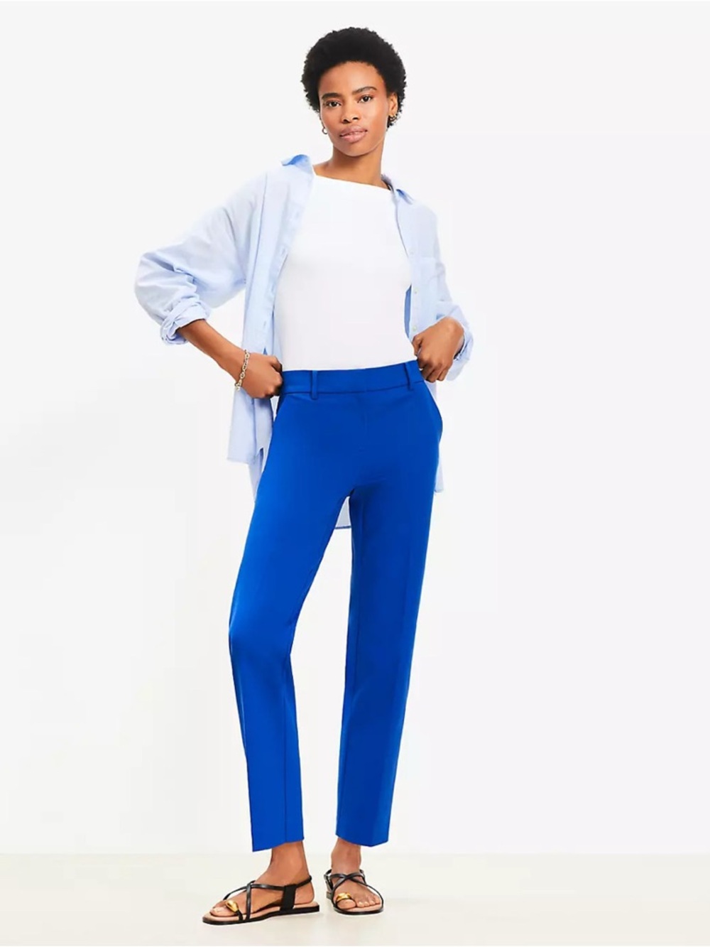 LOFT Riviera Slim Blue Pants 4P Quiet Luxury Career Girl